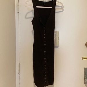 Charcoal ribbed button down midi dress